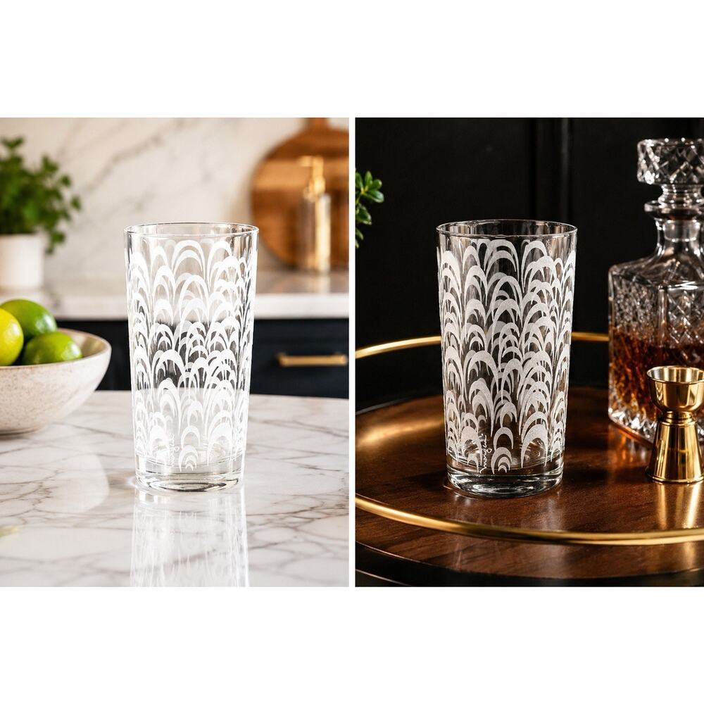 Extremely Rare MCM Morgan Signed Drinking Glass Tumbler Highball Barware Waves
